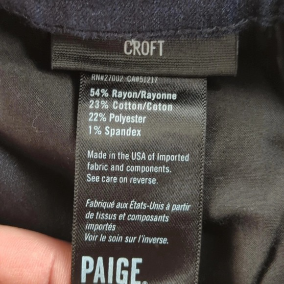 Paige Jeans Mens 34x30 (Fits 32x30) Blue Croft Dark Wash Slim Stretch Denim USA - Picture 4 of 11